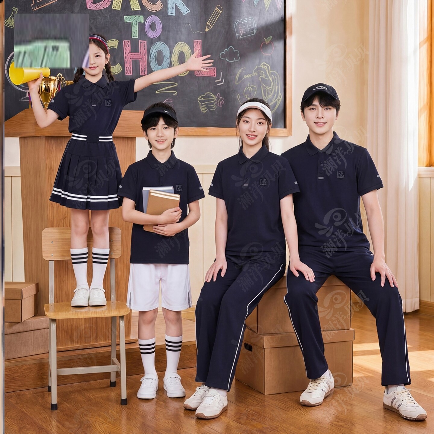 辽宁沈阳市苏家屯区小学夏季校服第三款 中学校服第二款儿童班服