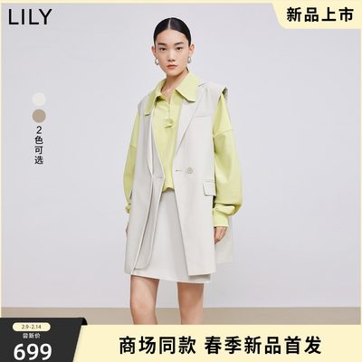 【商场同款】LILY2022春新款女装时尚洋气双门襟宽松西装马甲外套