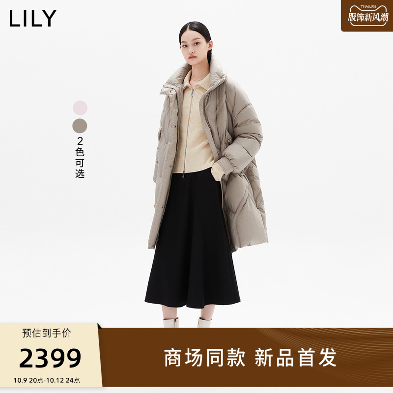 【商场同款】LILY2023冬新款女装保暖鹅绒气质通勤长款羽绒服外套