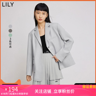 LILY2022春新款 日本进口东丽纱抗皱易打理华尔兹不对称西装 女装