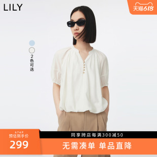 垂感醋酸别致复古优雅气质通勤宽松短雪纺衬衫 女装 LILY2023秋新款