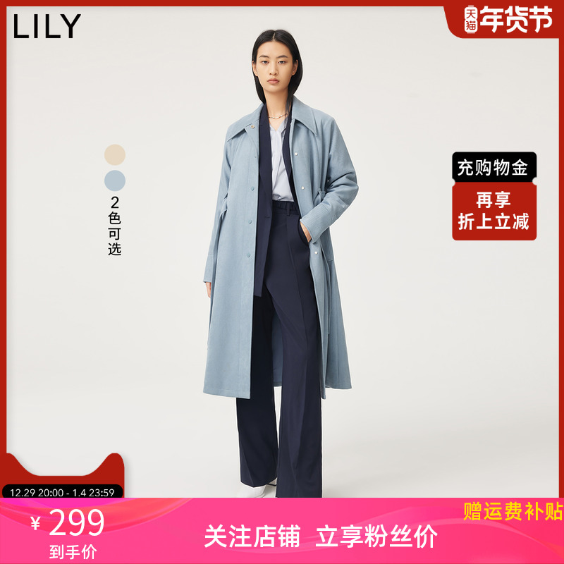 【商场同款】LILY2022秋新款女装气质纯色高级感优雅长款风衣外套 女装/女士精品 风衣 原图主图