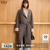 商场同款 LILY2025春设计感假两件腰带收腰休闲通勤风衣外套女
