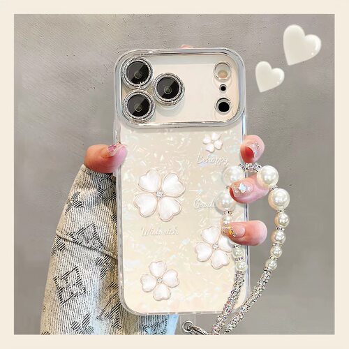 适用苹果18ProMax手机壳iPhone17鎏金四叶草链条findx9/reno16华为mate80/pura90pro小米17女x300/s60荣耀600