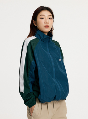 BuPaiDui 春季新款轻薄复古运动风撞色立领防风休闲夹克外套女潮