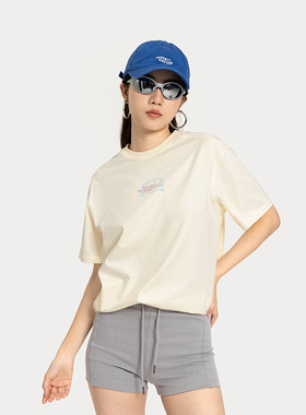 BuPaiDui 印花纯棉短袖T恤女夏季新款纯色透气百搭宽松休闲上衣