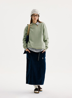 BuPaiDui 秋冬新款300g灯芯绒半身裙女休闲立体剪裁户外运动长裙