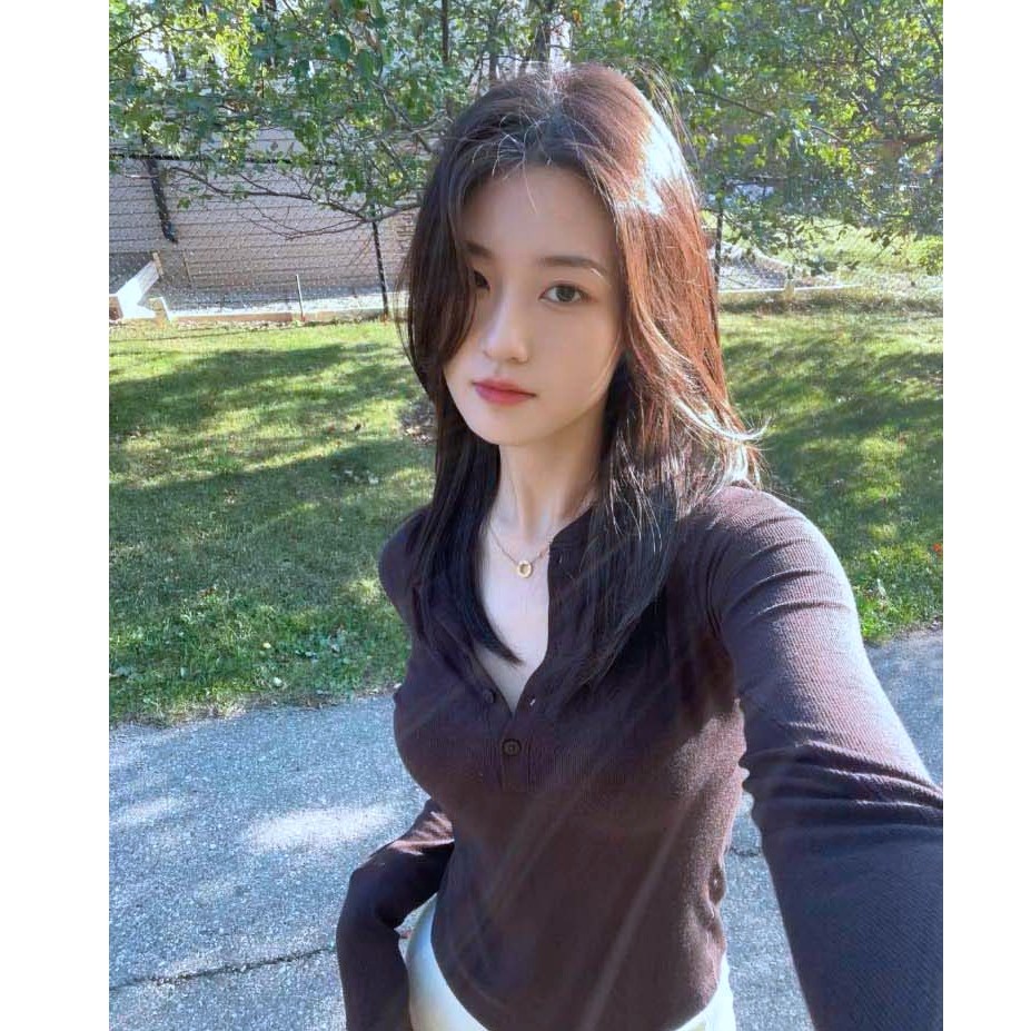 来约亨利衫~亨利领~海军蓝~奥地利兰精莫代尔罗纹长袖t