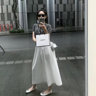 A字半身长裙空气花苞伞裙 微皱肌理感 很法式 纯真轻灵白色半裙