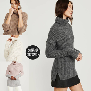 【温暖奶茶色】元~宽松堆堆高领~温柔慵懒~厚实女高领毛衣