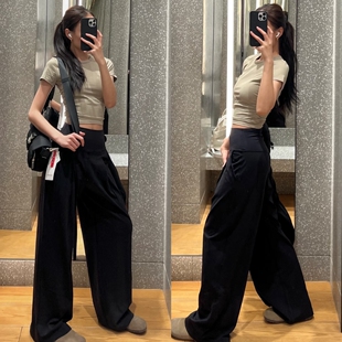 Alig*捏褶阔腿裤！神裤一生推！加宽腰收腹~裸感面料瑜伽阔腿裤