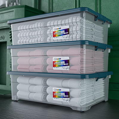Home flat bed storage box pulley sofa bottom clothing plasti