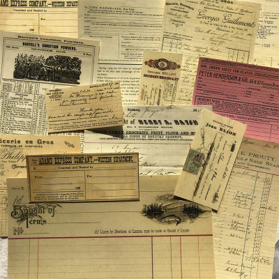 junk journal 复古票据 手帐拼贴装饰便签素材纸