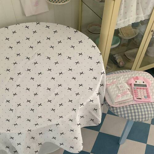 ins简约韩系蝴蝶结桌布少女心宿舍卧室书桌装饰布茶几餐桌防尘布
