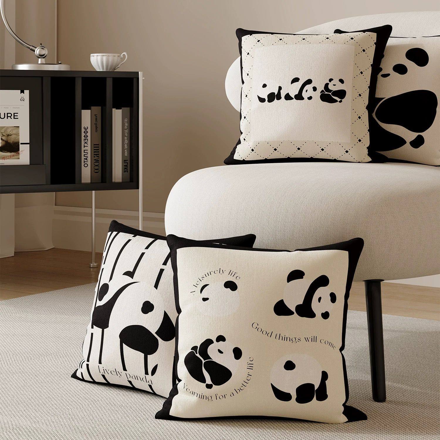 ins卡通熊猫抱枕套客厅沙发靠背垫卧室床头可拆卸抱枕房间超软枕,居家布艺,靠垫/抱枕,淘宝优惠券,粉丝福利购,淘宝优惠卷