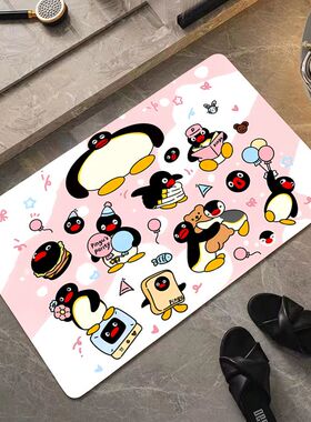 卡通可爱企鹅硅藻泥地垫pingu浴室卫生间吸水防滑垫卧室耐脏脚垫