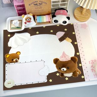 轻松熊布丁狗棉麻桌布小卡展示背景布手账宿舍书桌餐桌装 饰桌垫