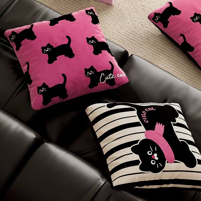 ins风可爱卡通猫猫抱枕客厅沙发房间床头超软靠枕办公室午休靠垫