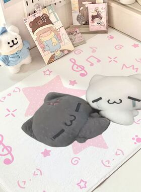 可爱音乐小猫桌布日系古早桌垫少女心宿舍卧室棉麻书桌手账桌垫