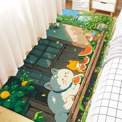 卡通治愈系地垫可爱小动物脚垫宿舍卧室大面积床边毯阳台飘窗垫子
