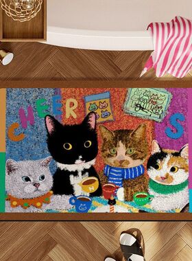 卡通可爱小猫软硅藻泥浴室地垫吸水防滑卫生间门口地毯厕所脚垫