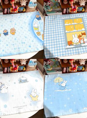冬日米菲兔棉麻桌布少女心蓝色系冬日手账可爱装饰桌布宿舍桌桌垫