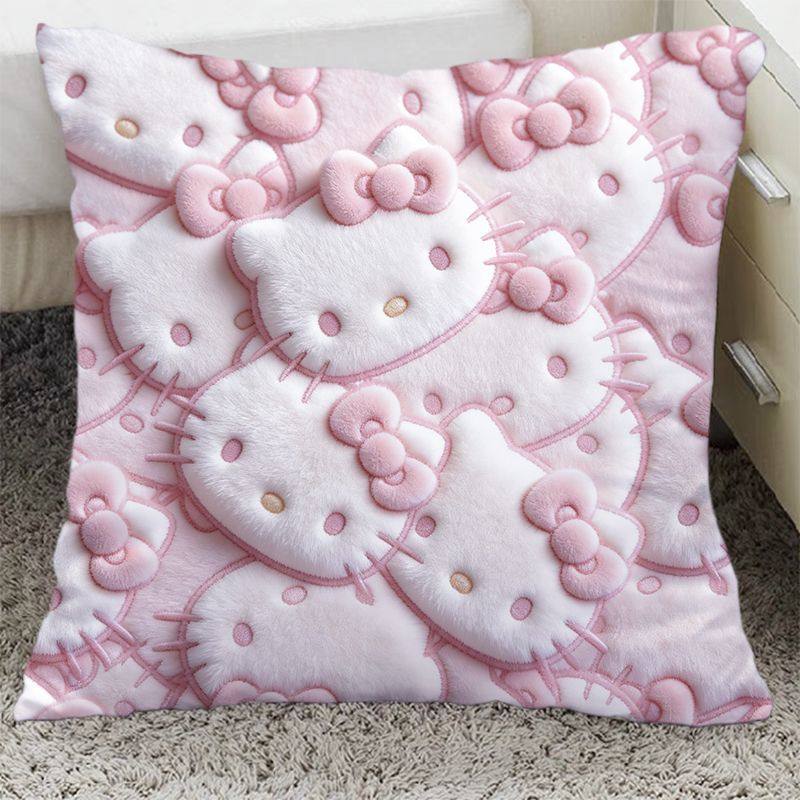 可爱少女心Hellokitty抱枕平面印花儿童房间床头枕头沙发靠垫含芯