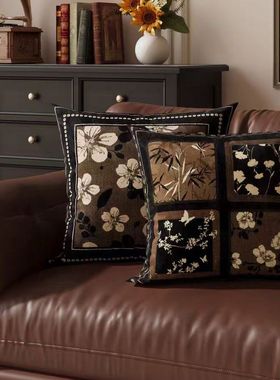 中古风抱枕客厅沙发复古抱枕复古风靠垫床上美式轻奢靠垫飘窗抱枕