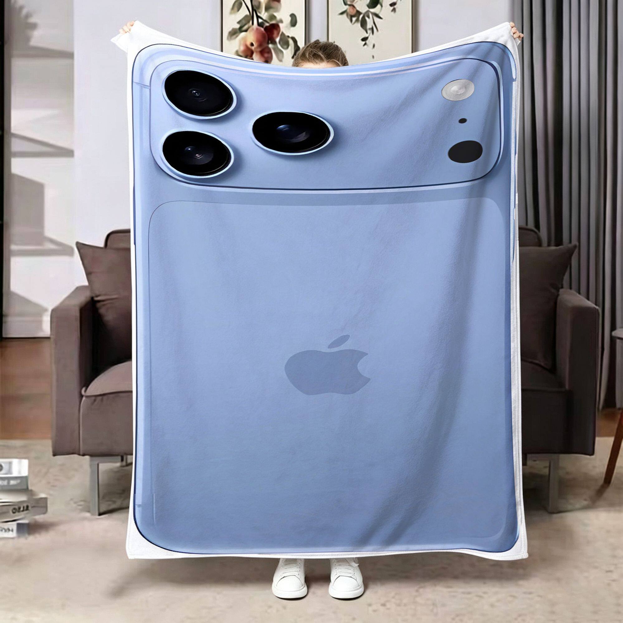 专属于你的蓝紫iPhone18法兰绒毛毯沙发四季通用办公室午睡披肩毯