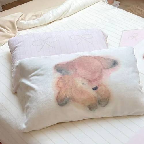 原创设计韩系高级小马抱枕可爱小鹿床头枕头套平面印花现代摆件枕