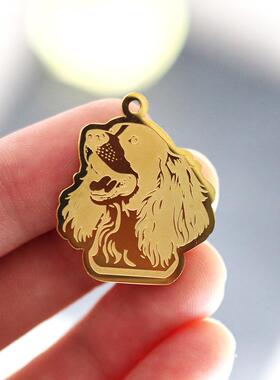 1pcs可爱的英国斯普林格猎犬项链女士不锈钢吊坠DIY饰品配件