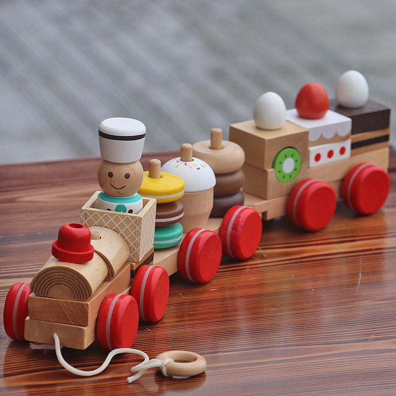 日系ins原单糕甜点水果火三节积木车套装木制儿童过家家益智玩具,玩具/童车/益智/积木/模型,其它仿真玩具,淘宝优惠券,粉丝福利购,淘宝优惠卷