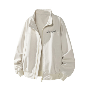 NOTTOMAD 美式教练夹克立领高街签名字母印花纯色飞行夹克外套