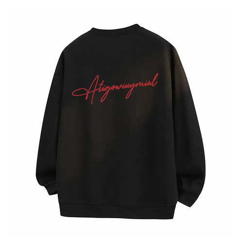 美式复古字母印花圆领卫衣潮牌情侣秋冬休闲上衣