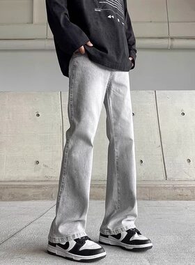 美式微喇复古牛仔裤