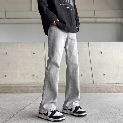 美式弯刀微喇叭复古牛仔裤 n320