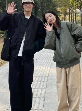 XUT 秋冬新款飞行员夹克机车纯色外套大码军装美式飞行服