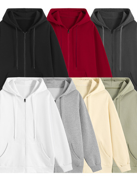 XUT 连帽开衫oversize卫衣男女纯色潮牌加绒厚休闲外套