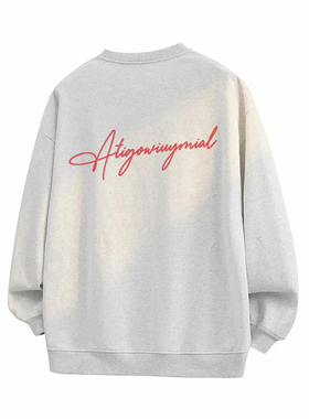 美式复古字母印花圆领卫衣潮牌情侣秋冬休闲上衣