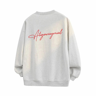美式复古字母印花圆领卫衣潮牌情侣秋冬休闲上衣