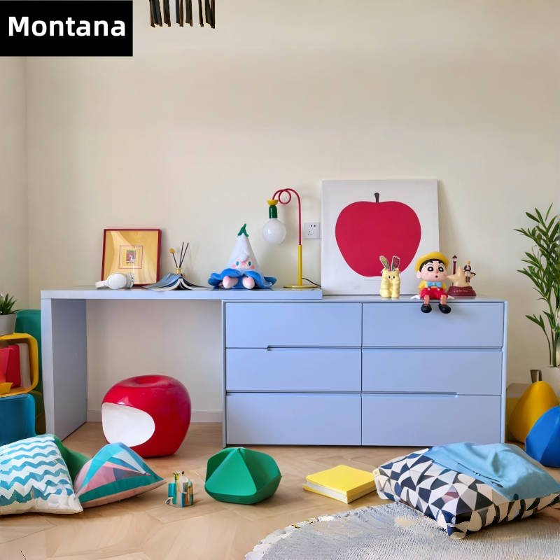 Montana 多巴胺梳妆台斗柜一体中古桌面上架化妆桌孟菲斯床尾柜子