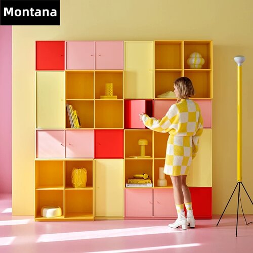 Montana 丹麦模块组合多巴胺书柜实木客厅卧室满墙酒柜储物柜定制