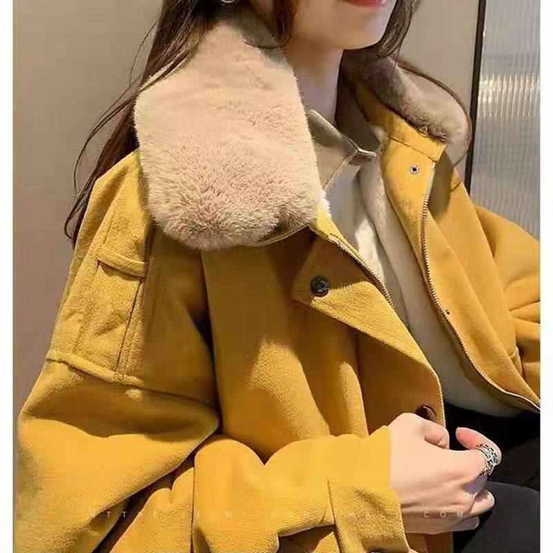 显气质轻熟加厚外套女秋冬2024新款港味宽松休闲加绒工装夹克上衣