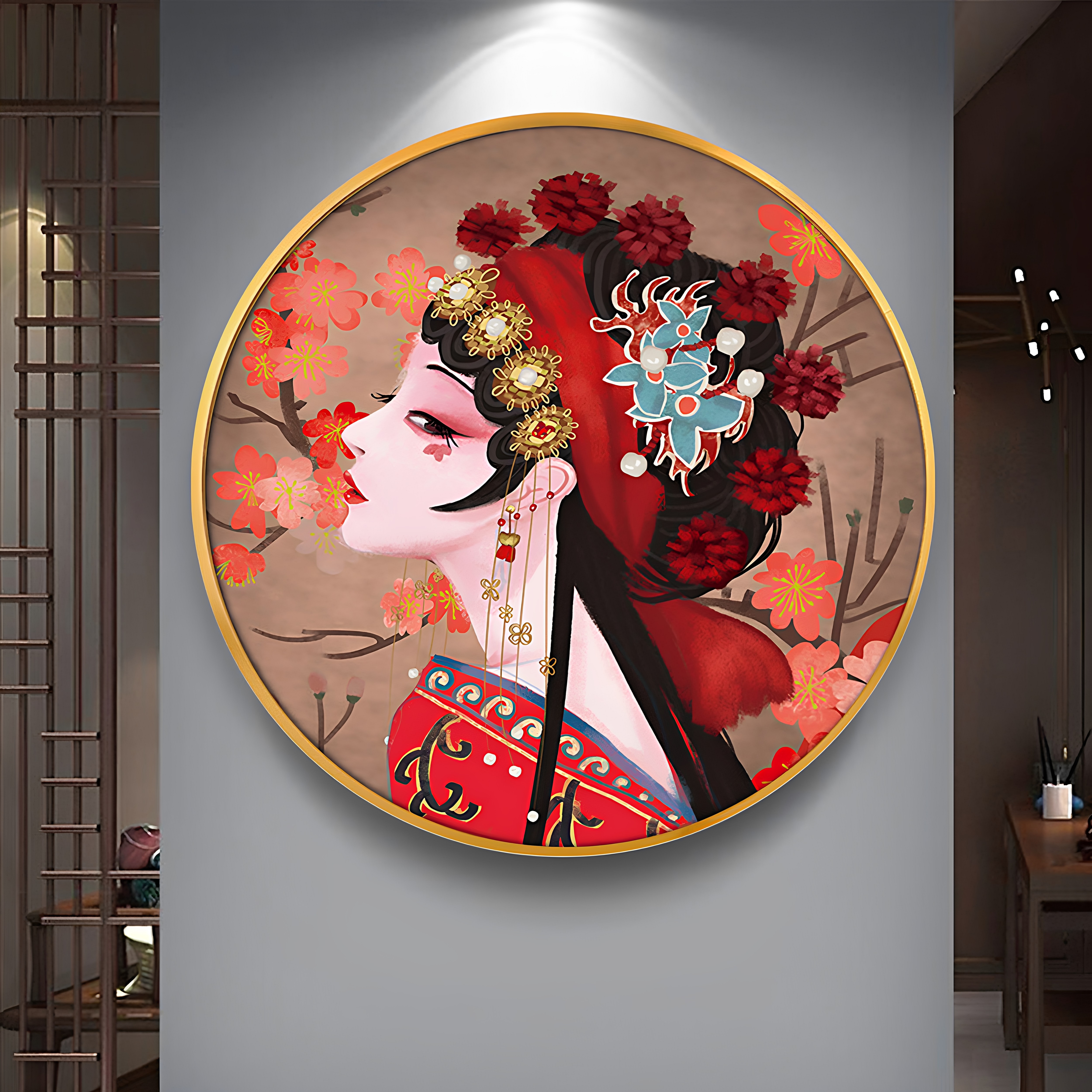 中国风戏曲花旦国潮装饰画茶餐玄关壁画古典美女人物京剧脸谱挂画