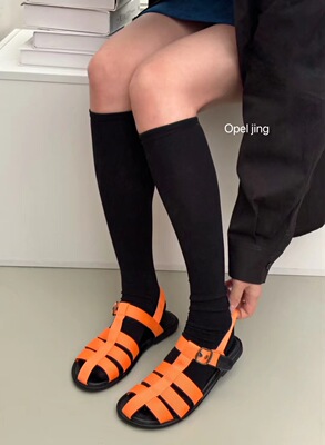 Opel女鞋夏季新款欧宝手工鞋欧美风镂空编织包头罗马凉鞋平底鞋