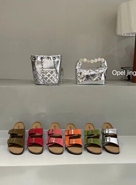 opel女鞋欧宝手工鞋软木勃肯鞋磨砂一字拖外穿沙滩拖鞋凉鞋一脚蹬