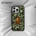 Ba Ape Head Army Green down Jacket Filled with Cotton Large Hole Hard Shell