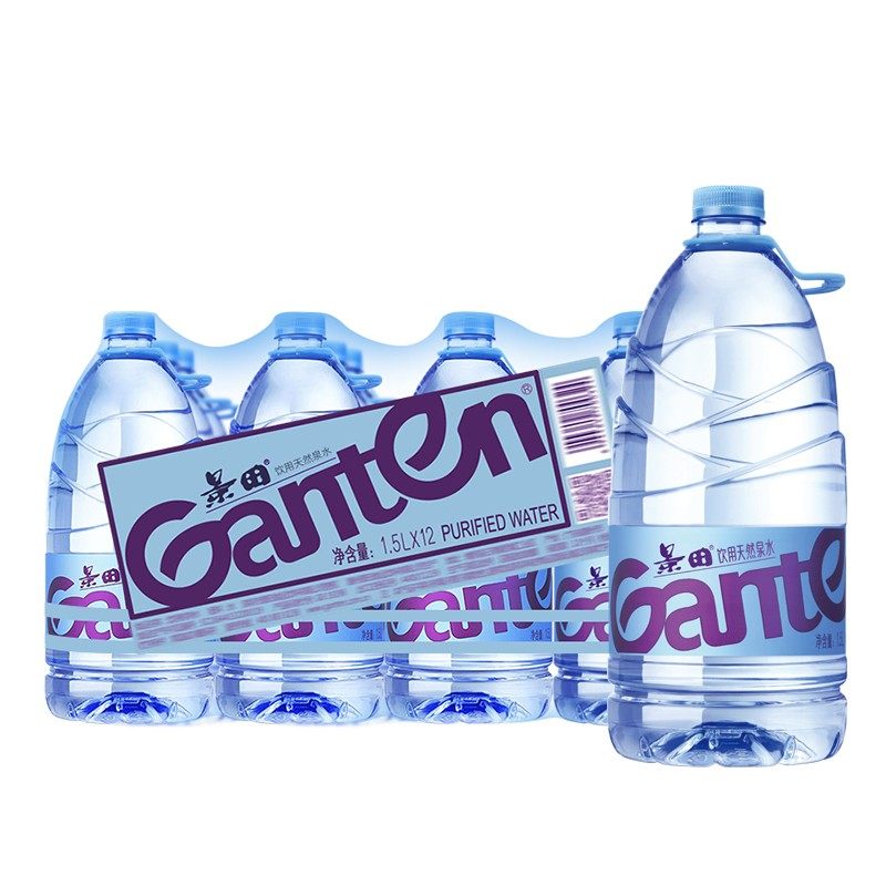 景田 ganten家用饮用天然水1.5l*12瓶装整箱北京包邮包装随机发