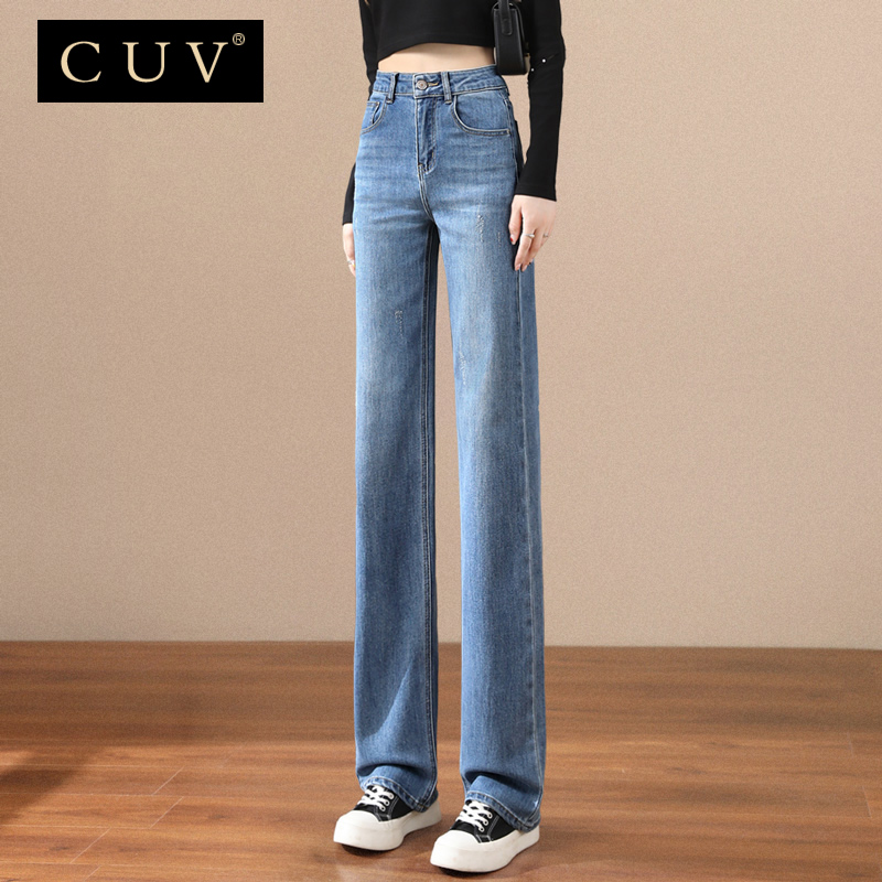 CUV窄版阔腿牛仔裤女2025新款爆款春季高腰显瘦垂感小个子直筒裤