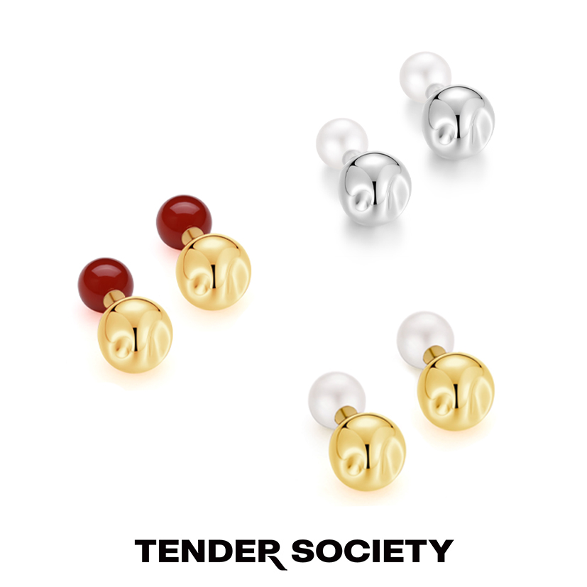 董洁同款Tender Society Tensi系列珍珠金银球耳钉前后两戴轻奢 饰品/流行首饰/时尚饰品新 耳钉 原图主图